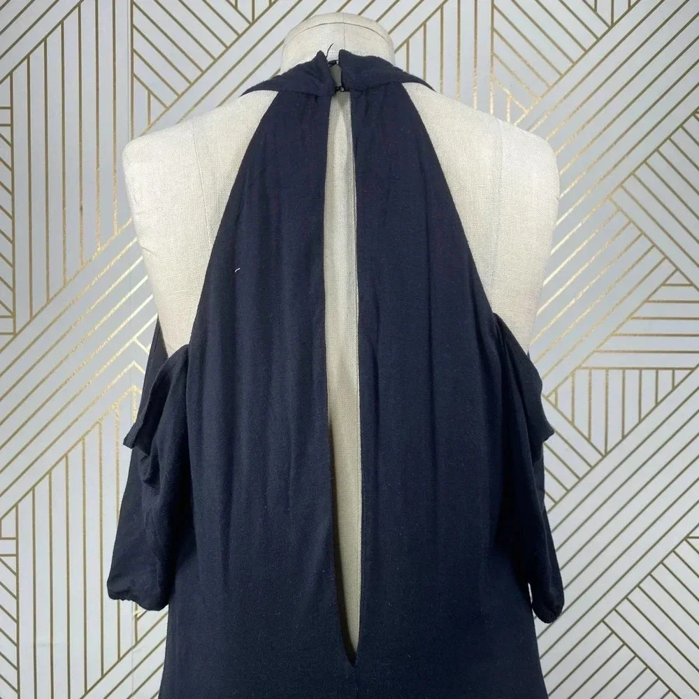 Haute Hippie Cold-Shoulder Jersey Mini Dress Black‎ - Picture 9 of 12